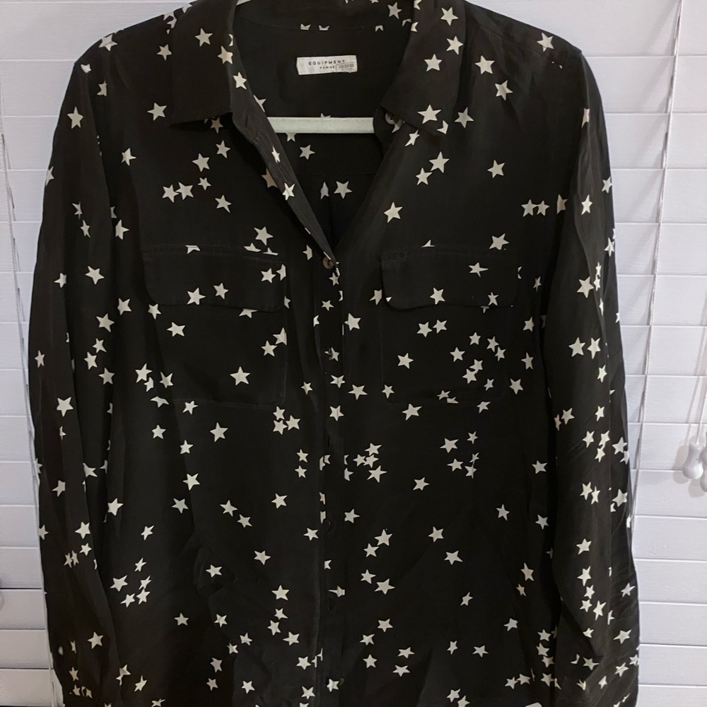 Equipment Black Star Print Button-Up Shirt